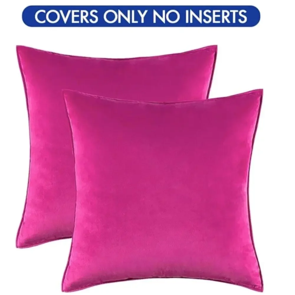 🆕 HOT PINK VELVET Euro Accent Pillow Covers Luxury High End Hotel Vibes